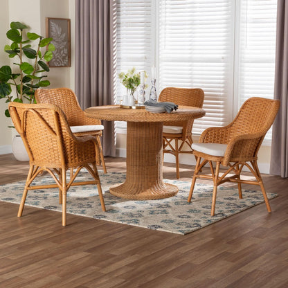 bali & pari - Wistan Dining Set in Light Honey - Wistan-Light Honey Rattan-5PC Dining Set view 8