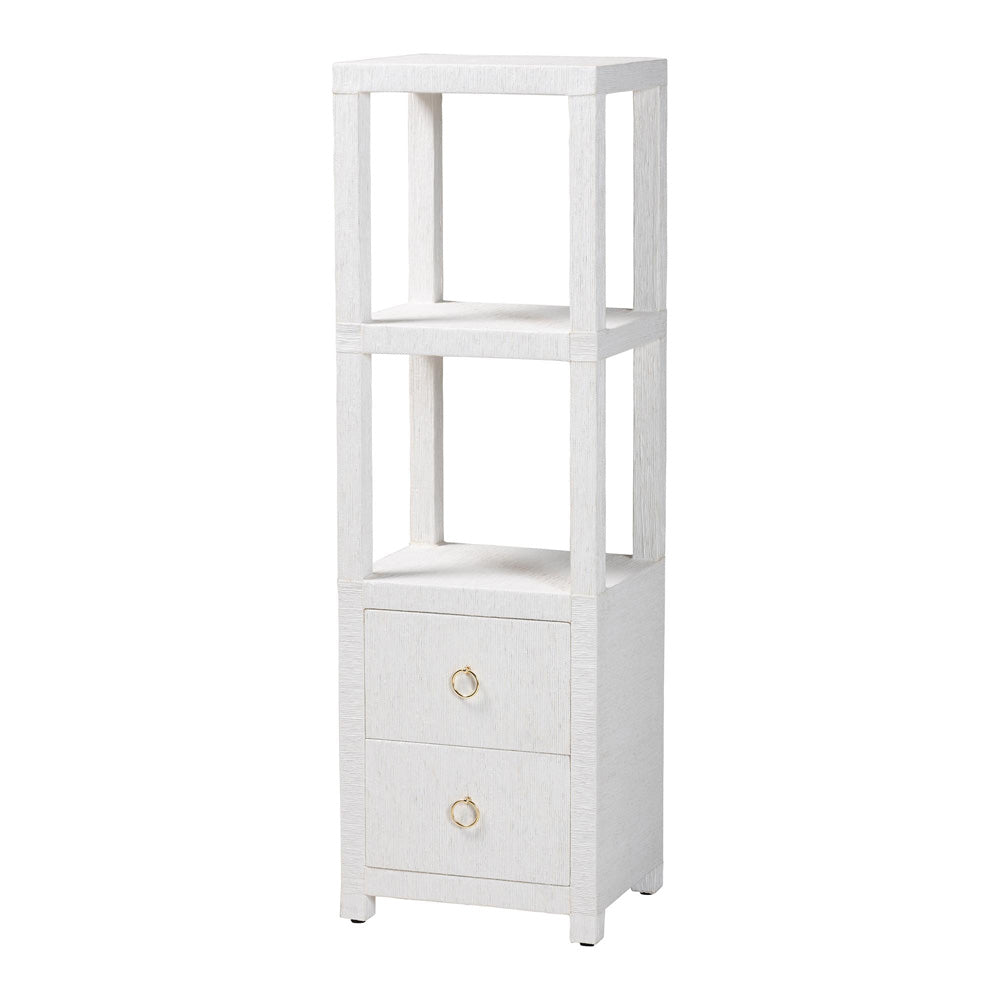 bali & pari  - Xavier Storage Cabinet in White/Gold - Xavier-White-2 Drawer-Cabinet view 1