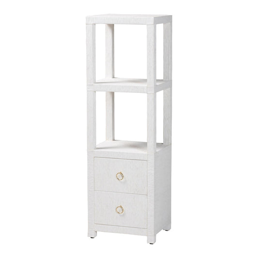 bali & pari  - Xavier Storage Cabinet in White/Gold - Xavier-White-2 Drawer-Cabinet view 1