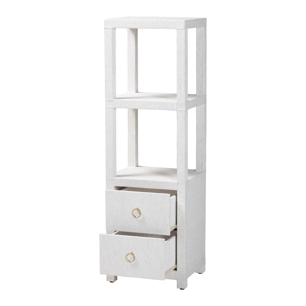 bali & pari  - Xavier Storage Cabinet in White/Gold - Xavier-White-2 Drawer-Cabinet view 2