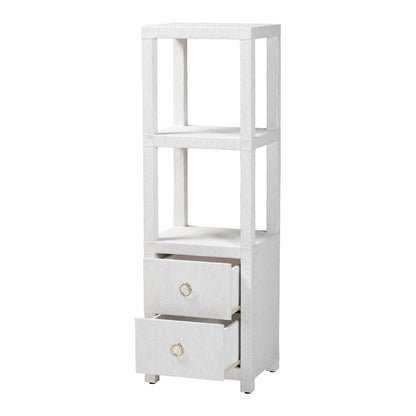 bali & pari  - Xavier Storage Cabinet in White/Gold - Xavier-White-2 Drawer-Cabinet view 2