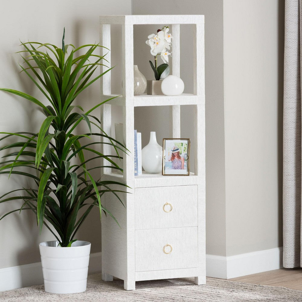 bali & pari  - Xavier Storage Cabinet in White/Gold - Xavier-White-2 Drawer-Cabinet view 9