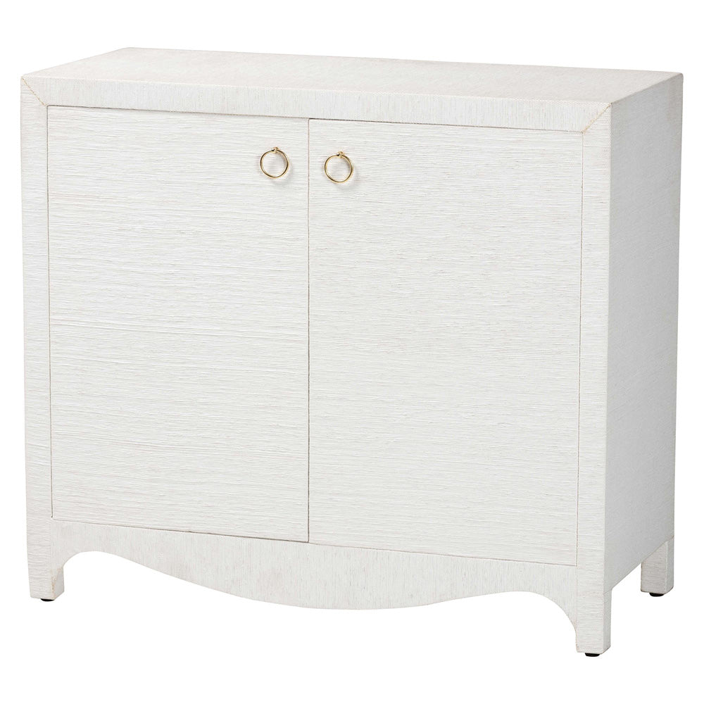 bali & pari  - Ximena Storage Cabinet in White/Gold - Ximena-2 Door-White-Cabinet view 1