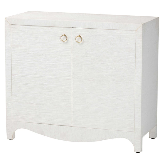 bali & pari  - Ximena Storage Cabinet in White/Gold - Ximena-2 Door-White-Cabinet view 1