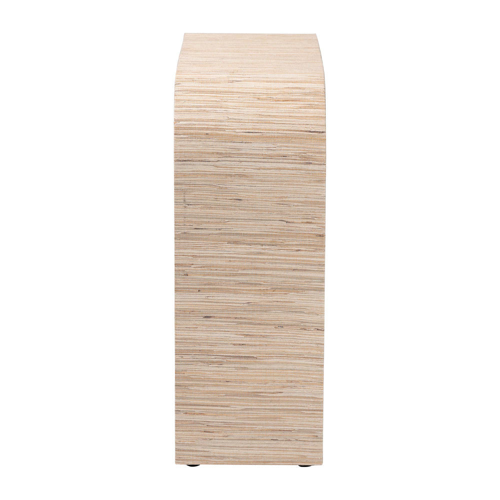 bali & pari - Yareli Console Table in Natural/Gold - Yareli-Natural Woven Grasscloth-Console Table view 3
