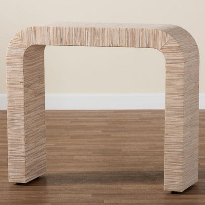 bali & pari - Yareli Console Table in Natural/Gold - Yareli-Natural Woven Grasscloth-Console Table view 7