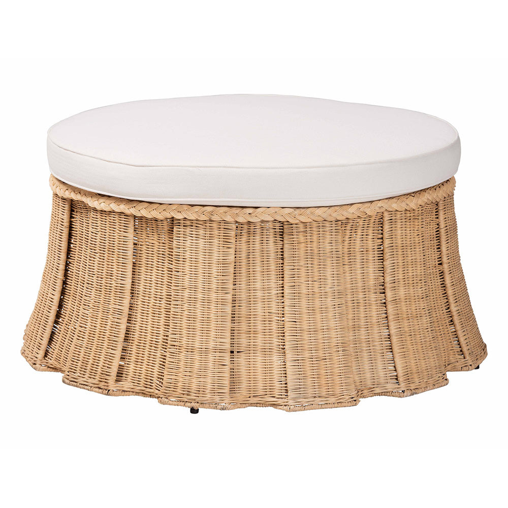 bali & pari - Ying Ottoman in Natural Brown - Ying-Large-Natural/Rattan-Cushion-Ottoman view 1