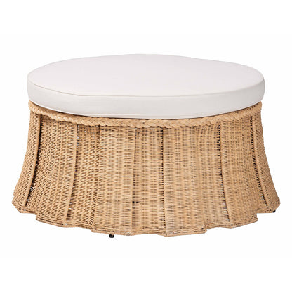 bali & pari - Ying Ottoman in Natural Brown - Ying-Large-Natural/Rattan-Cushion-Ottoman view 1