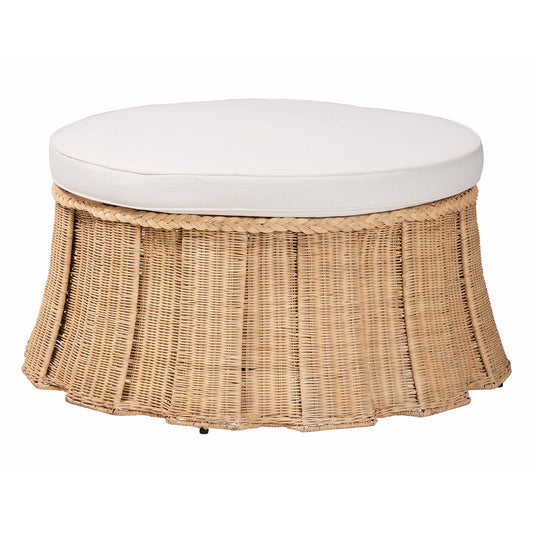 bali & pari - Ying Ottoman in Natural Brown - Ying-Large-Natural/Rattan-Cushion-Ottoman view 1
