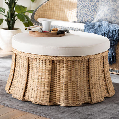 bali & pari - Ying Ottoman in Natural Brown - Ying-Large-Natural/Rattan-Cushion-Ottoman view 5