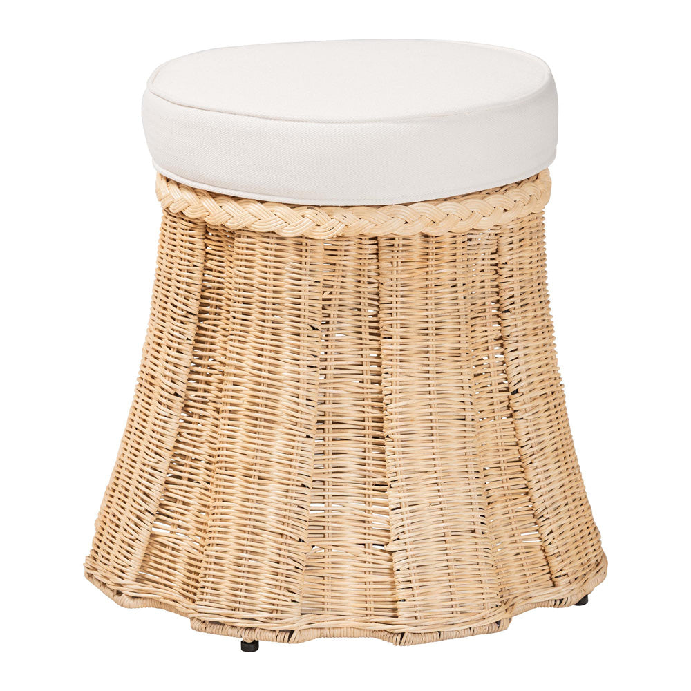 bali & pari - Ying Ottoman in Natural Brown - Ying-Small-Natural/Rattan-Cushion-Ottoman view 1