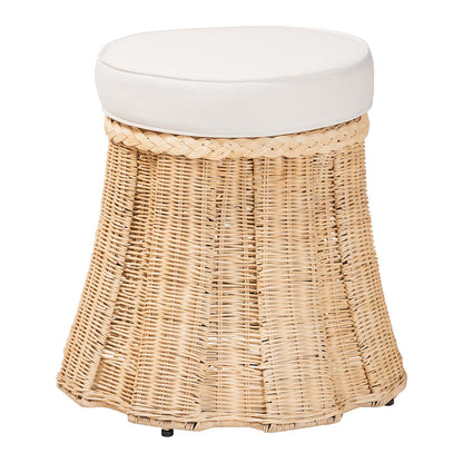 bali & pari - Ying Ottoman in Natural Brown - Ying-Small-Natural/Rattan-Cushion-Ottoman view 1