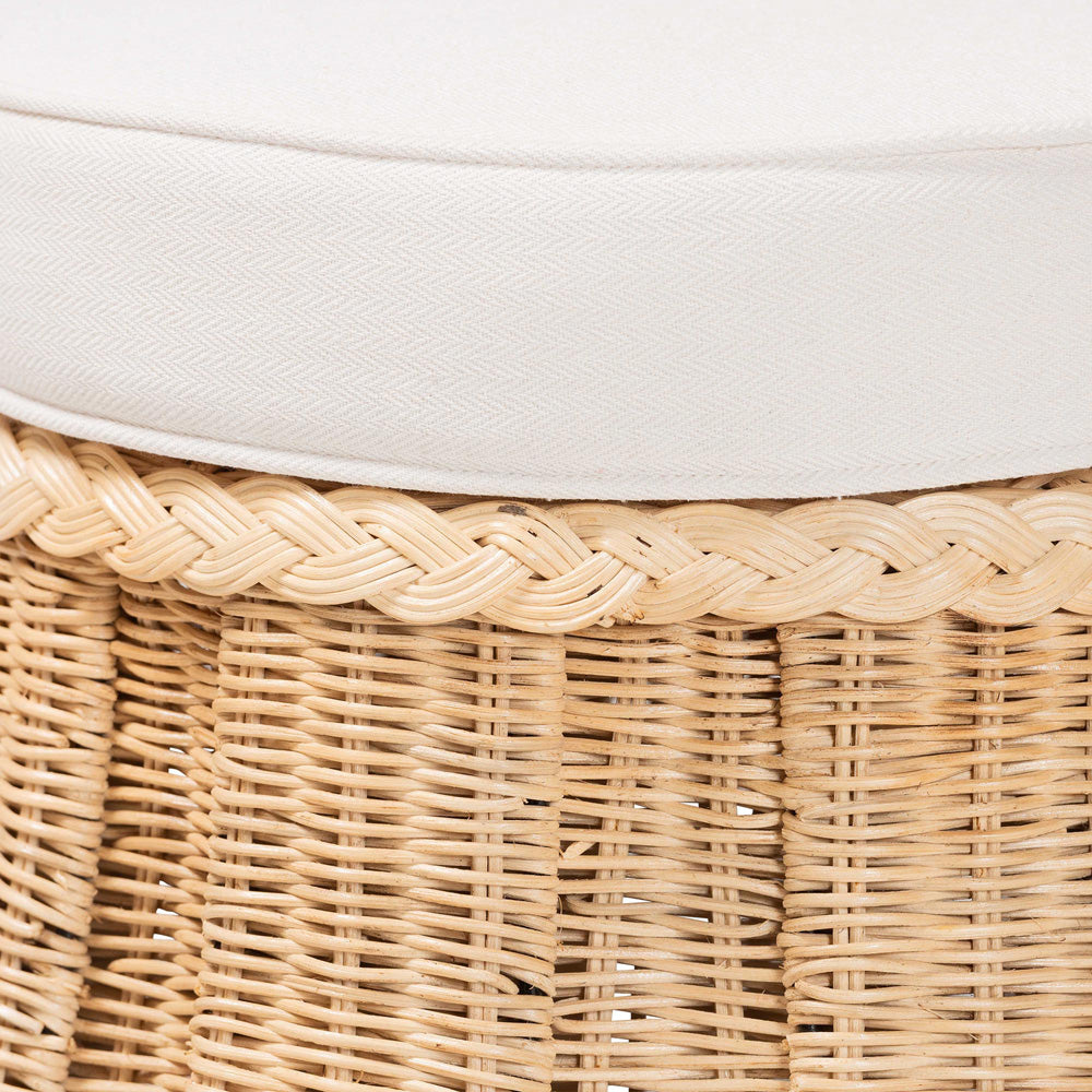 bali & pari - Ying Ottoman in Natural Brown - Ying-Small-Natural/Rattan-Cushion-Ottoman view 2