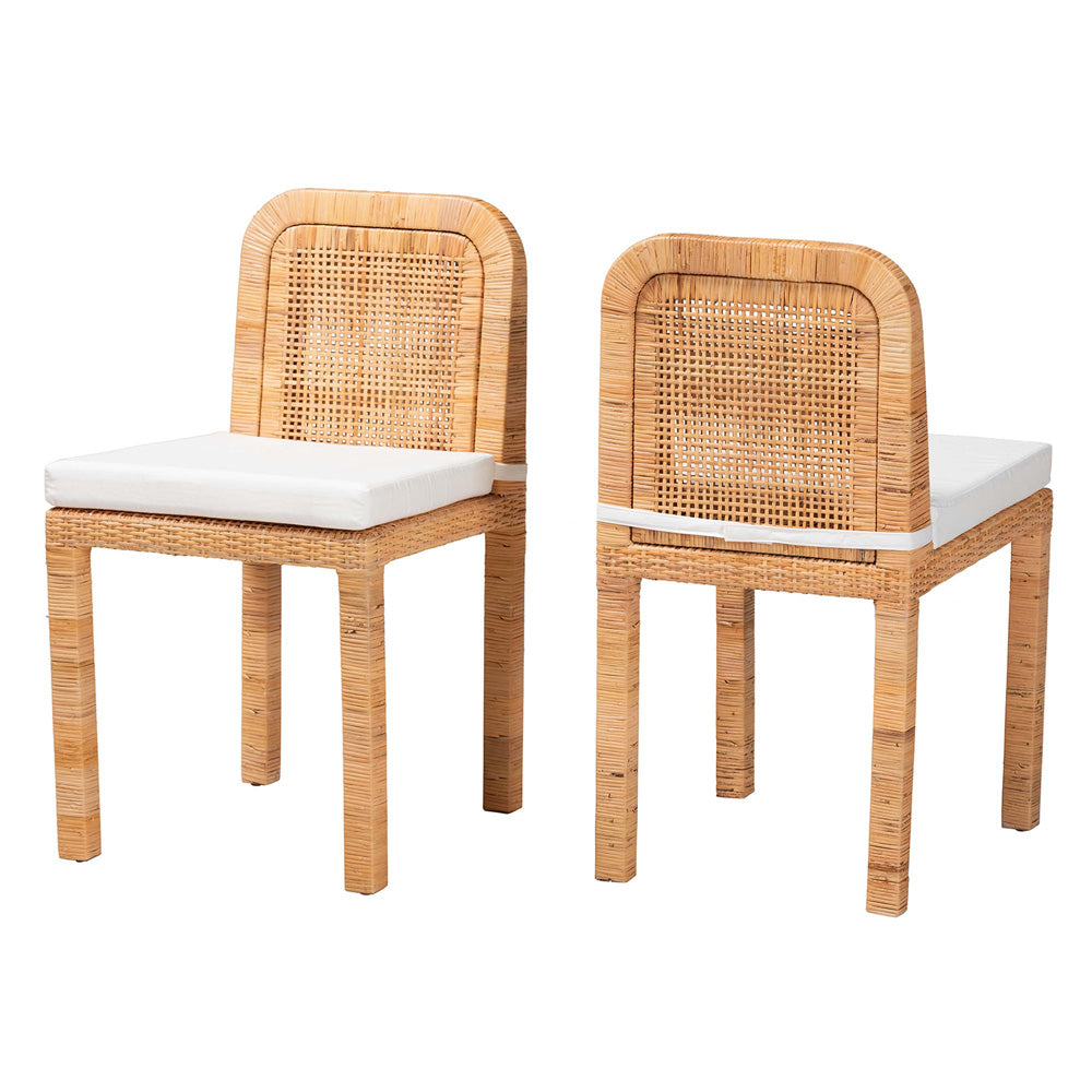 bali & pari - Zariah Set of 2 Dining Chairs in White/Natural Brown - WS14-Mahogany-DC view 1