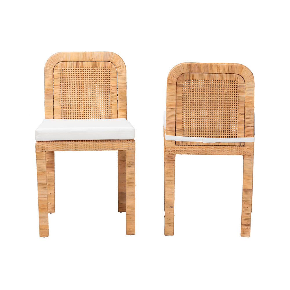 bali & pari - Zariah Set of 2 Dining Chairs in White/Natural Brown - WS14-Mahogany-DC view 2