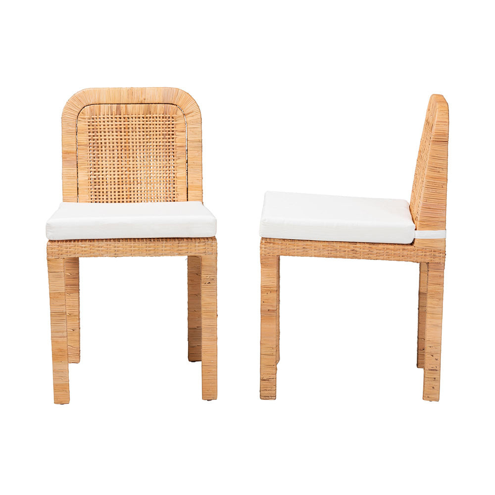bali & pari - Zariah Set of 2 Dining Chairs in White/Natural Brown - WS14-Mahogany-DC view 3