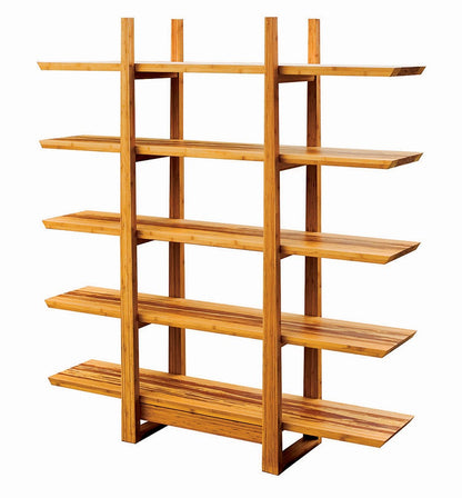 Bamax - Kendall 66 Solid Moso Bamboo Bookshelf with Exotic Tiger Bamboo Shelves - KNL013GCB view 1