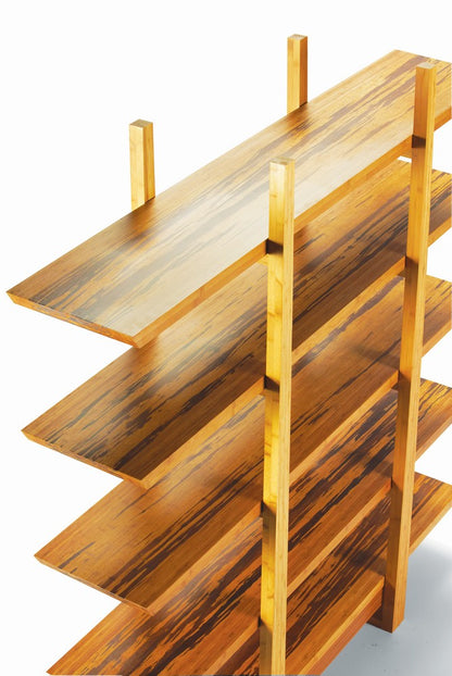 Bamax - Kendall 66 Solid Moso Bamboo Bookshelf with Exotic Tiger Bamboo Shelves - KNL013GCB view 3