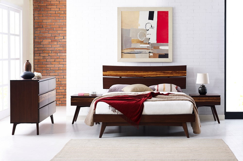 Bamax - Sarah Queen Platform Bed, Burgundy - SRH001BG view 5
