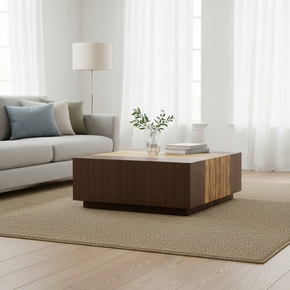 Bamax - Sarah Solid Bamboo Square Coffee Table with Hidden Storage - SRH014BG view 8