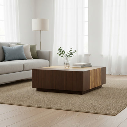 Bamax - Sarah Solid Bamboo Square Coffee Table with Hidden Storage - SRH014BG view 8