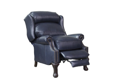 BarcaLounger - Danbury Recliner Shoreham Blue Leather - 74199570047 veiw 3