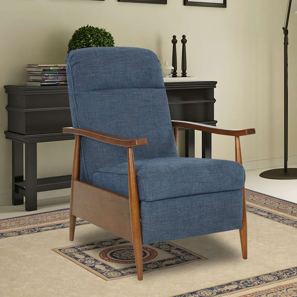 BarcaLounger - Hampton Push Thru The Arms Recliner Tweed Indigo Blue - 71158B110047 veiw 1