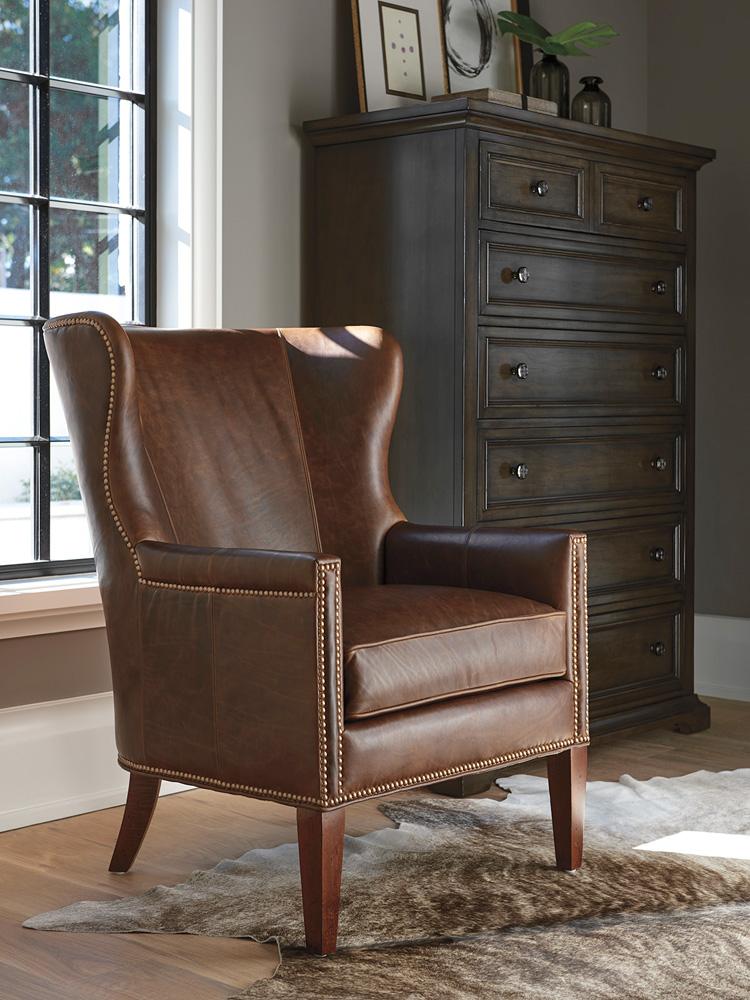 Barclay Butera - Upholstery Avery Leather Wing Chair, Calais - LL5530-11-40 veiw 3