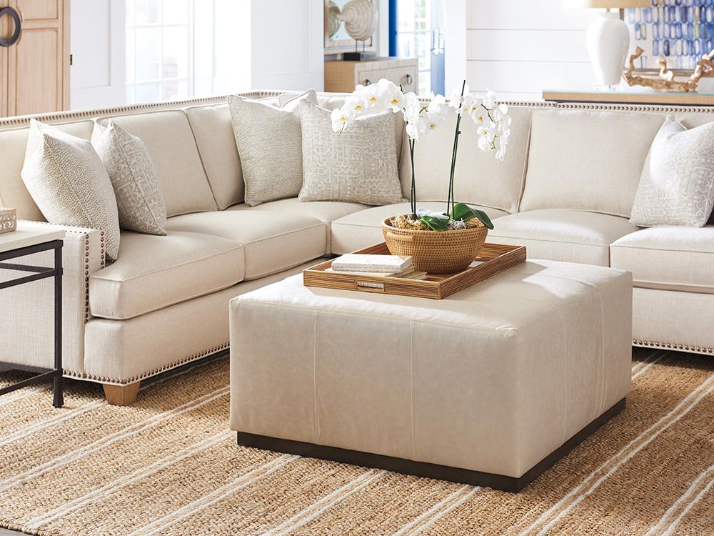 Barclay Butera - Upholstery Clayton Leather Cocktail Ottoman, Charcoal - LL5455-46-40 veiw 2
