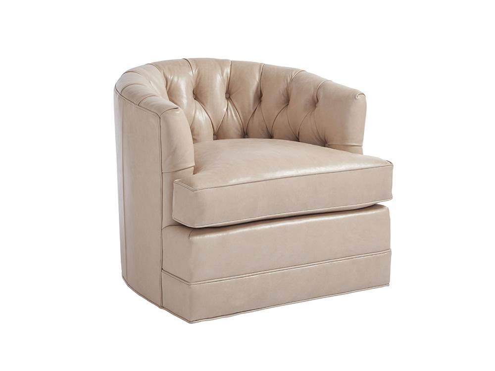 Barclay Butera - Upholstery Cliffhaven Leather Swivel Chair, Beige - LL5410-11SW-40 veiw 1