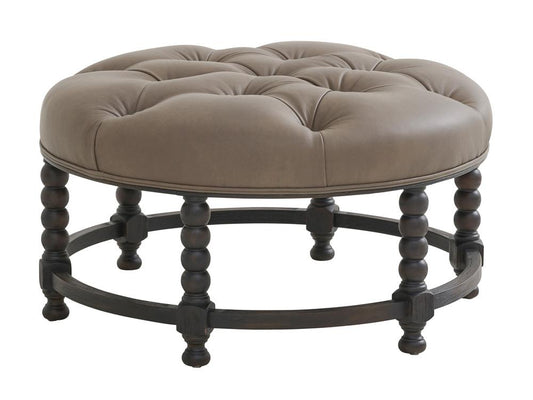 Barclay Butera - Upholstery Hanover Leather Tufted Top Ottoman, Cacao - LL5452-46-40 veiw 1