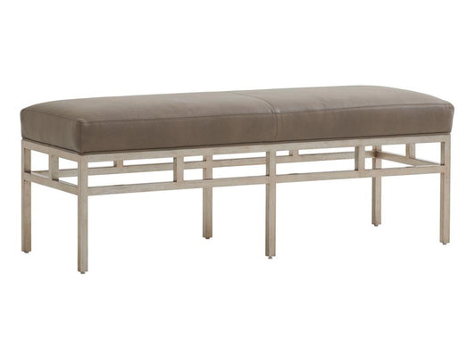 Barclay Butera - Upholstery Lucca Leather Metal Bench, Ivory - LL5460-25-40 veiw 1