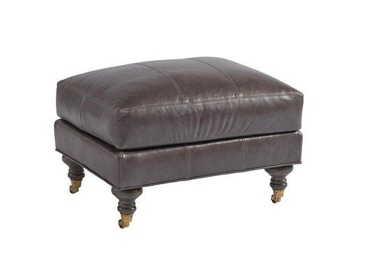 Barclay Butera - Upholstery Oxford Leather Ottoman, Charcoal - LL5160-44-40 veiw 1