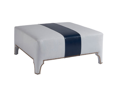 Barclay Butera - Upholstery Sheffield Leather Cocktail Ottoman, Navy/White - LL5450-25AA-40 veiw 1