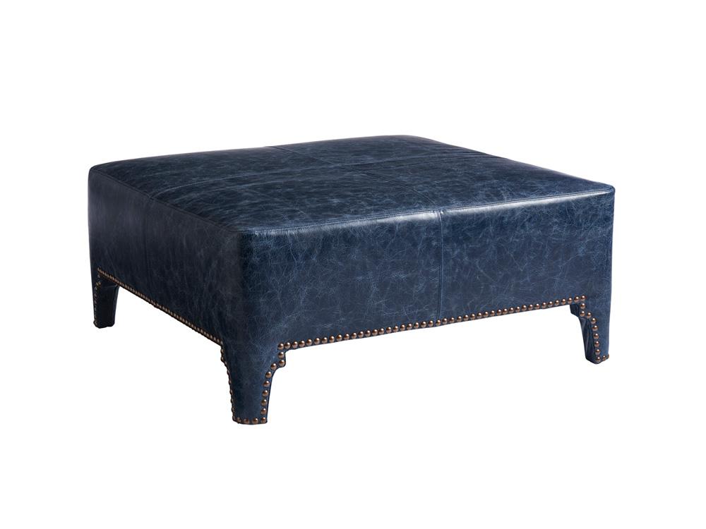 Barclay Butera - Upholstery Sheffield Leather Cocktail Ottoman, Navy - LL5450-25-40 veiw 1