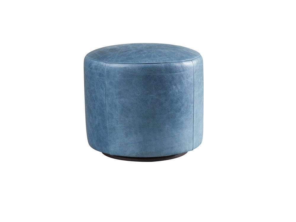 Barclay Butera - Upholstery Three Arch Leather Swivel Ottoman, Blue - LL5453-44SW-40 veiw 1