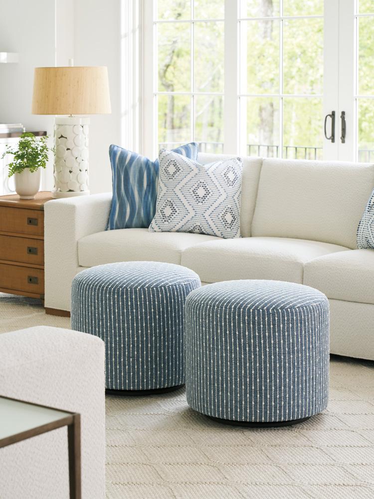 Barclay Butera - Upholstery Three Arch Swivel Ottoman, Blue - 5453-44SW-41 veiw 2