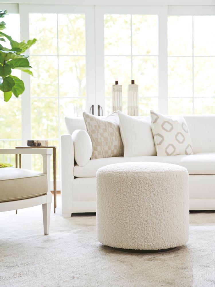 Barclay Butera - Upholstery Three Arch Swivel Ottoman, White - 5453-44SW-40 veiw 2