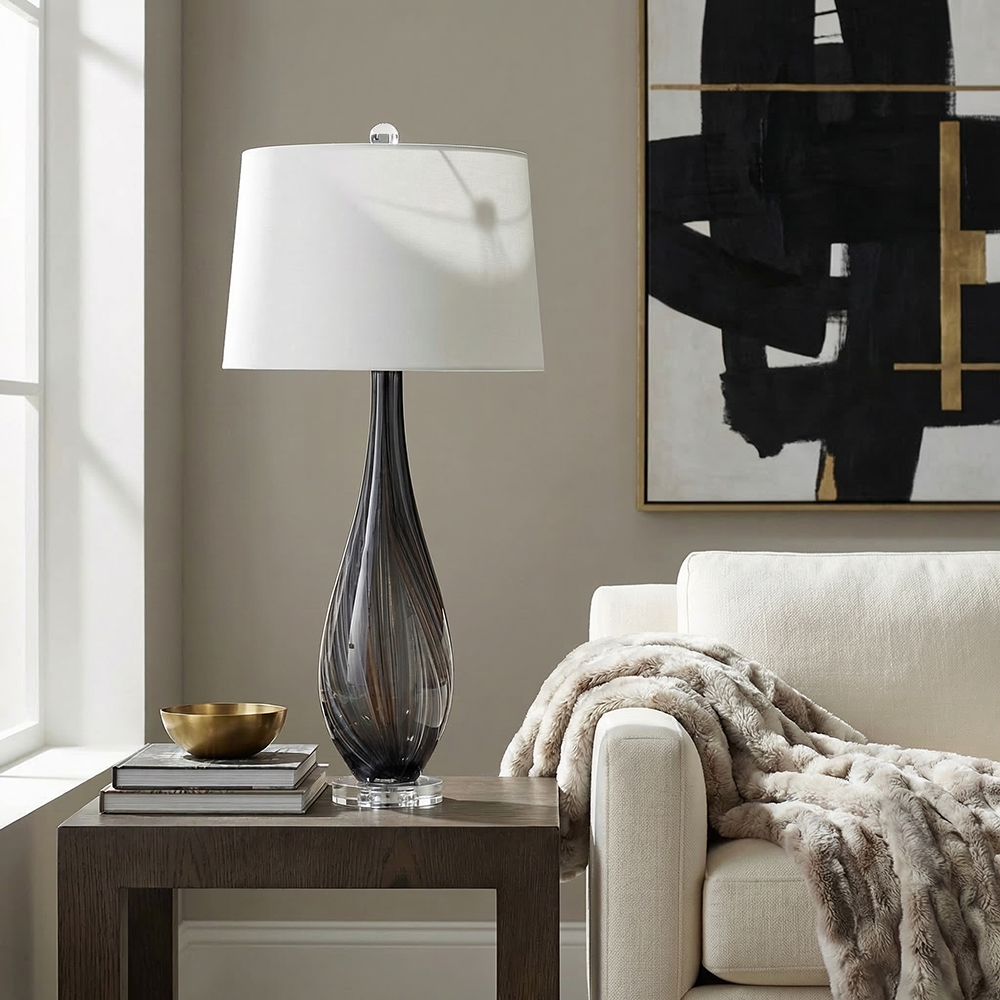 Bassett Mirror - 34" Black Art Glass Table Lamp - L4460T view 5