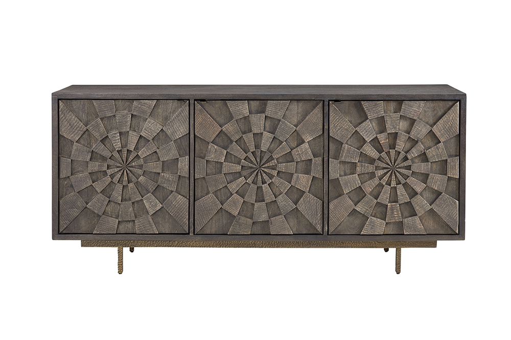Bassett Mirror - Adrienne 69" Brown Mango Wood Three-Door Storage Cabinet - 5345-DR-576 view 2