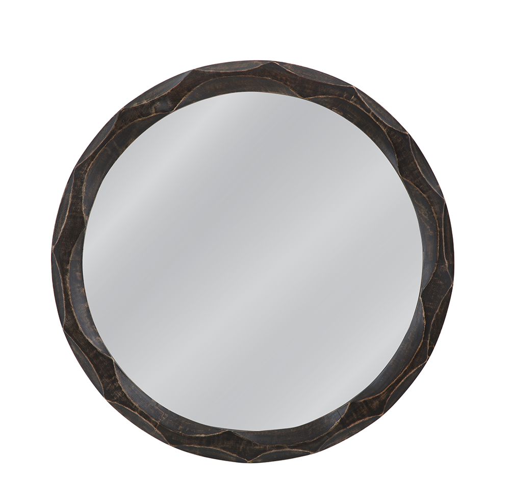 Bassett Mirror - Alaric 38" Distressed Black Round Wall Mirror - M5405 view 1