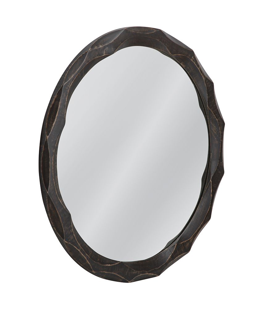 Bassett Mirror - Alaric 38" Distressed Black Round Wall Mirror - M5405 view 2