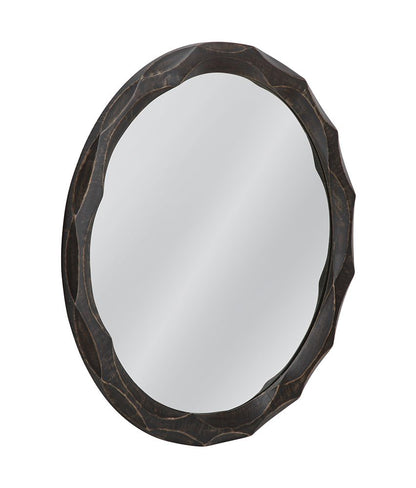 Bassett Mirror - Alaric 38" Distressed Black Round Wall Mirror - M5405 view 2