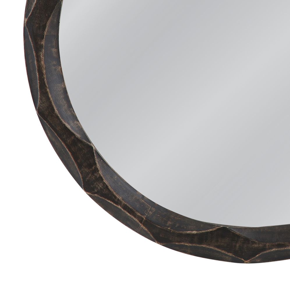 Bassett Mirror - Alaric 38" Distressed Black Round Wall Mirror - M5405 view 3