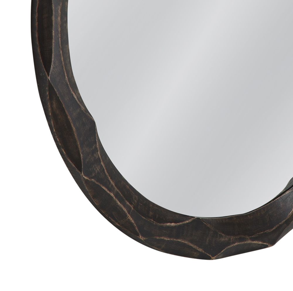 Bassett Mirror - Alaric 38" Distressed Black Round Wall Mirror - M5405 view 4