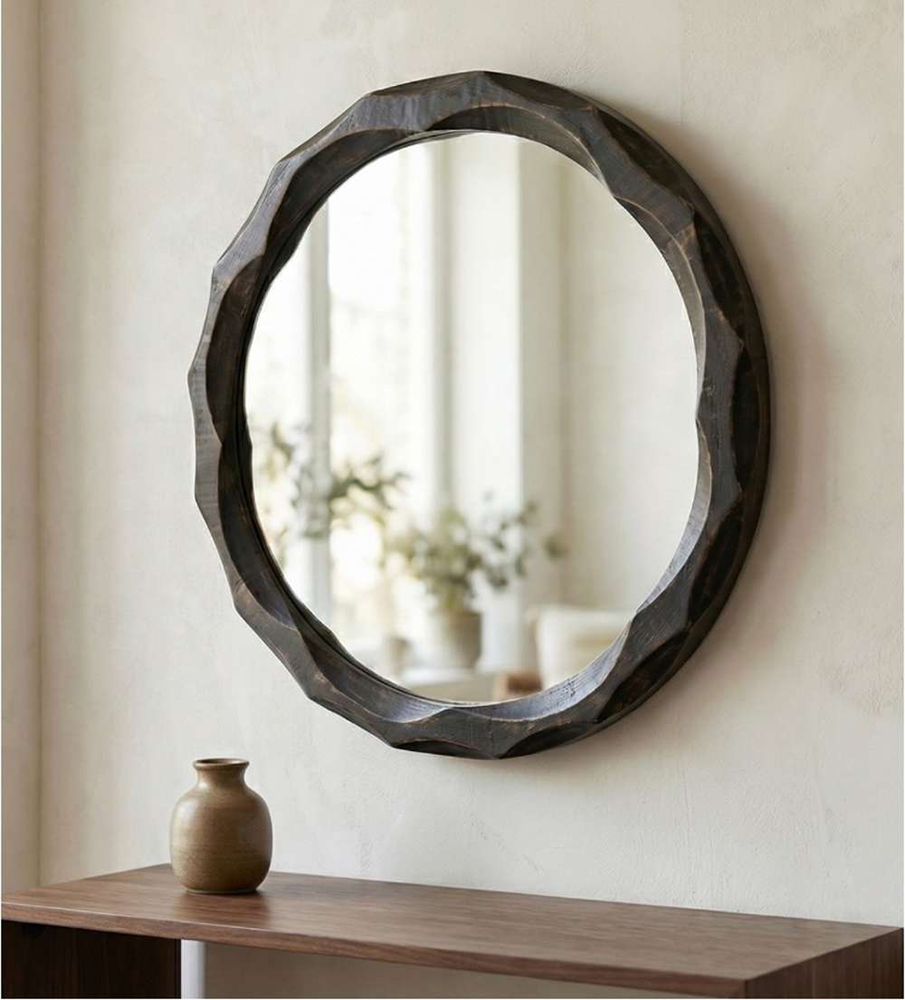 Bassett Mirror - Alaric 38" Distressed Black Round Wall Mirror - M5405 view 5