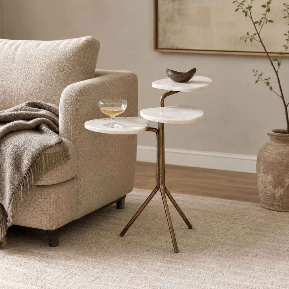 Bassett Mirror - Alpine White Marble Drink Table - 5602-LR-223 view 5