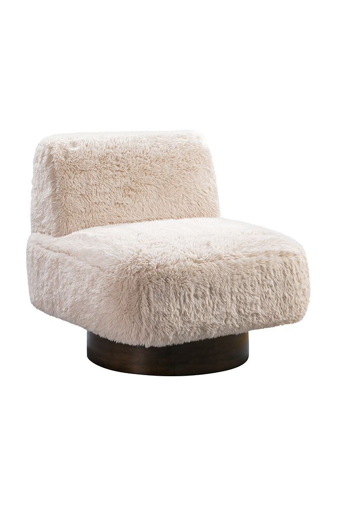 Bassett Mirror - Amaya Beige Faux Fur Swivel Accent Chair - 9401-LR-805 view 1