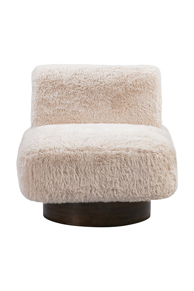 Bassett Mirror - Amaya Beige Faux Fur Swivel Accent Chair - 9401-LR-805 view 2