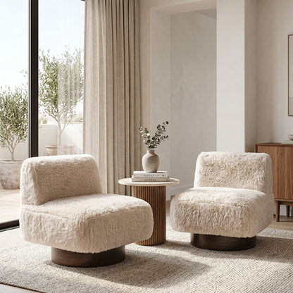 Bassett Mirror - Amaya Beige Faux Fur Swivel Accent Chair - 9401-LR-805 view 6